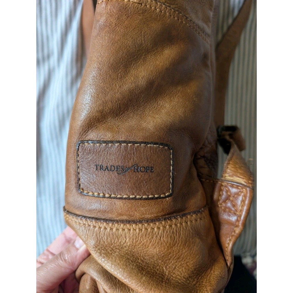 Trades Of Hope Journey Backpack Brown Leather Fair Trade Ethically Made - Picture 12 of 16